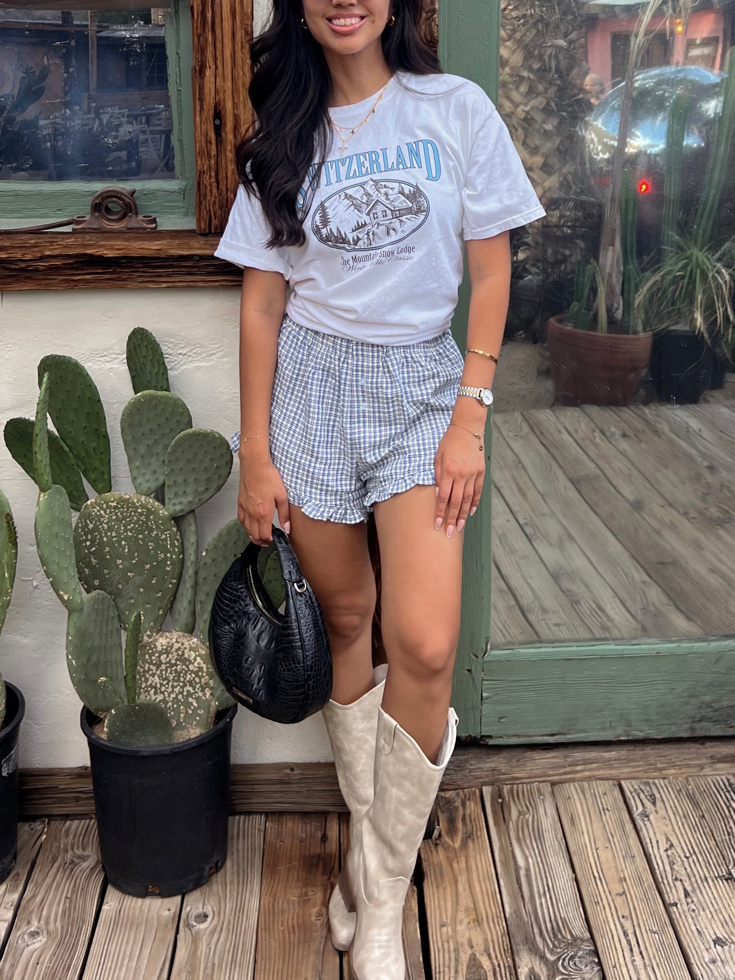 Gingham Ruffle Shorts