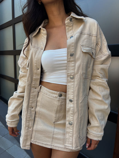 Beige Latte Button-Up Jacket