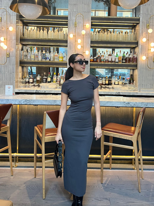 Valentina Midi Dress: Charcoal Grey