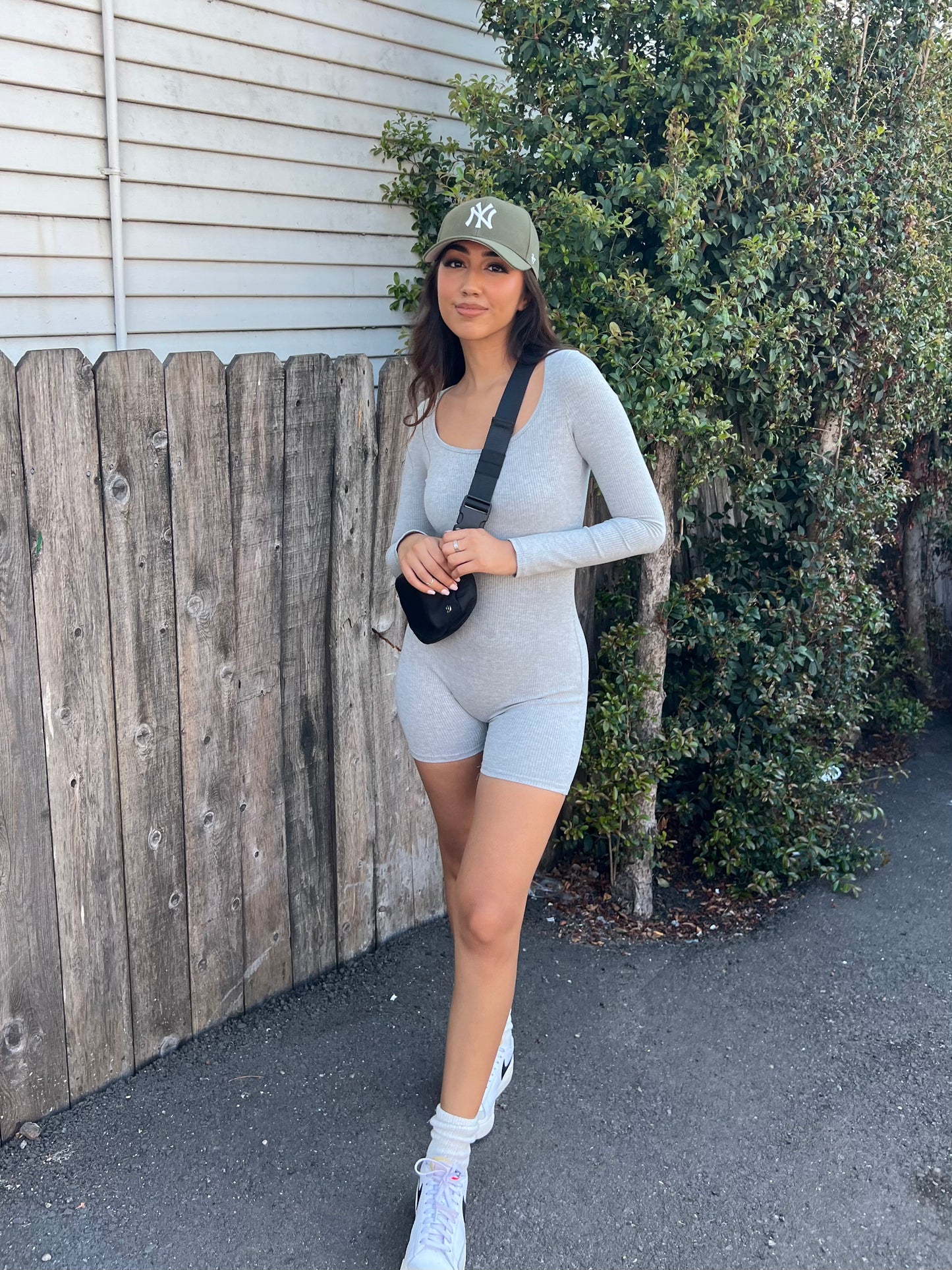 Grey Long Sleeve Jumpsuit