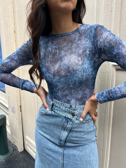 Denim Mesh Bodysuit